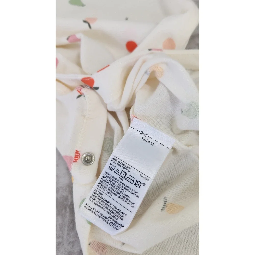 Old Navy Fruit Print Romper Toddler Girls 18-24M Cream NWT Sleeveless Cotton